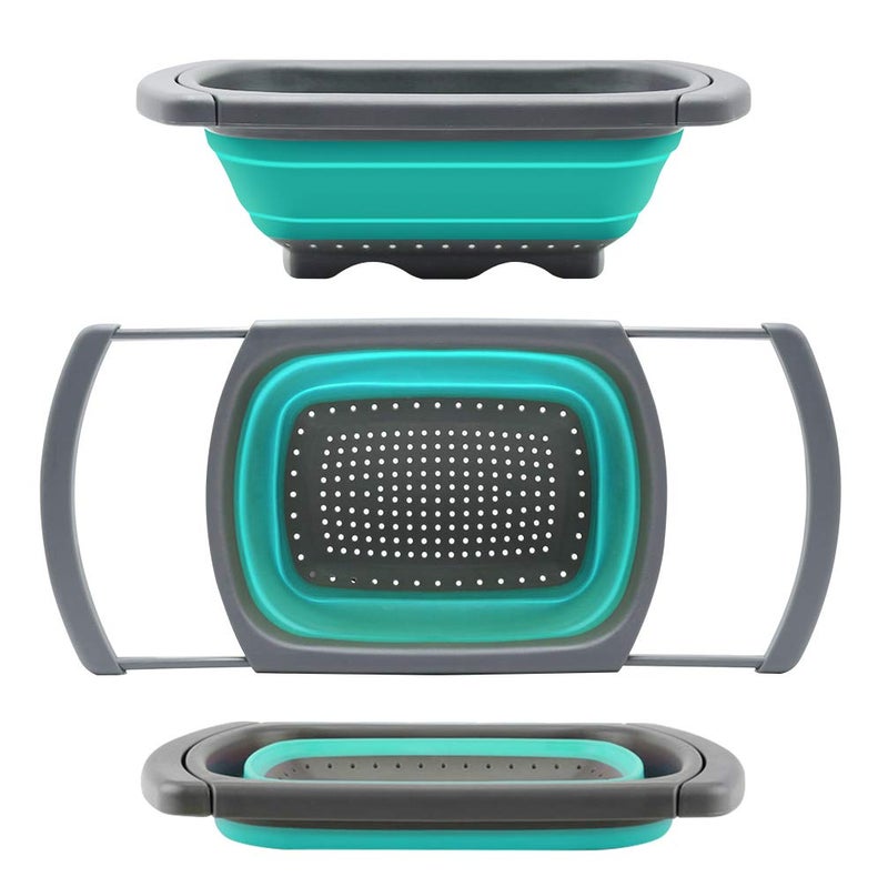 Qimh Colander collapsible, Colander Strainer Over The Sink Vegetable/Fruit Colanders Strainers With Extendable Handles, Folding Strainer for Kitchen,6 Quart - Image 1